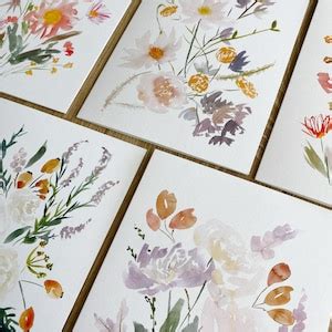 Set Of Wildflower Greeting Cards Floral Blank Cards Watercolor