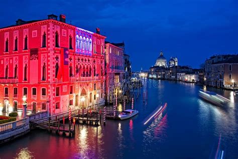 The Grand Canal of Venice by Night Stock Photo - Image of della, night ...