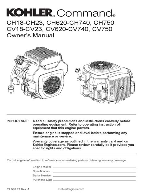 Kohler Engine Manual | PDF | Gasoline | Horsepower