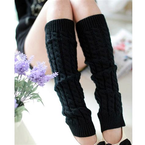 Cathery Leg Warmer Women Warm Knee High Winter Knit Crochet Legging