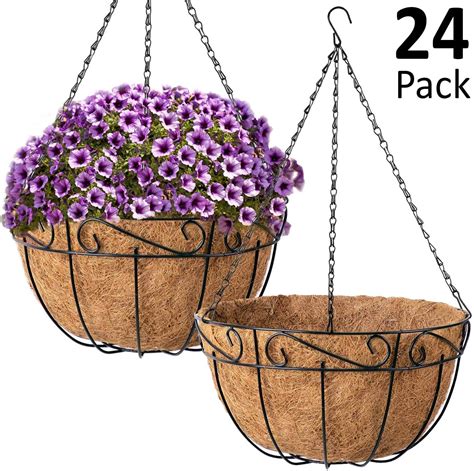 Ashman Metal Hanging Planter Basket With Coco Coir Liner Round Wire Pl