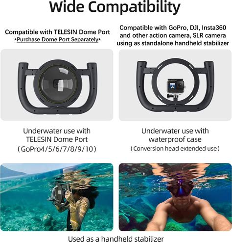 TELESIN Diving Rig For Action Camera Waterproof Case Dual Handle