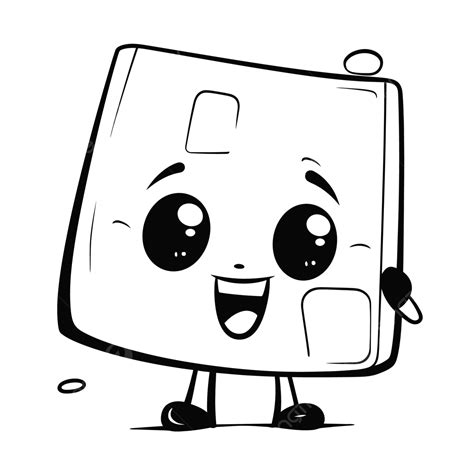 Cartoon Square Cartoon Character Design Outline Sketch Drawing Vector