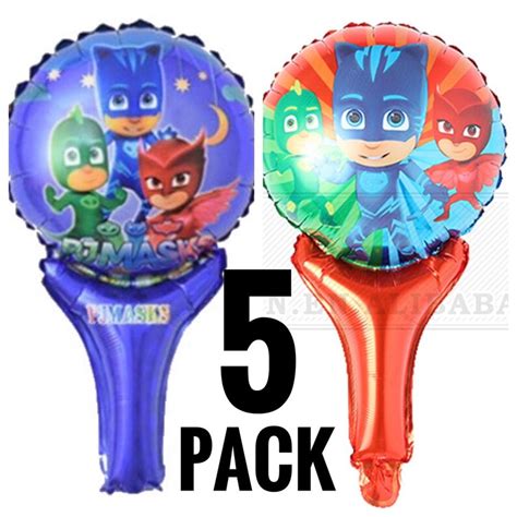 Pj Masks Foil Balloons Handheld 5pcs Favors Decoration Etsy