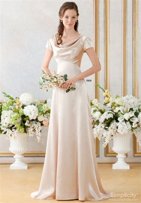 Wedding Gown Pattern Bridal Dress Bridemaids Raised Fitted Bodice Slim Smooth Skirt Cowl 6 14 1909