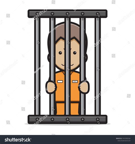 Cute Prisoner Character Jail Cartoon Vector Stock Vector (Royalty Free ...