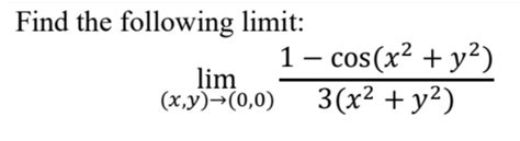 Solved Find The Following Limit