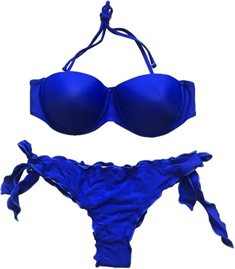 Damen Bandeau Bikini Set Sexy Gepolstert Gebunden Geteilter Badeanzug