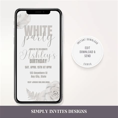 All White Party Invitation, All White Party Digital Download, Digital ...