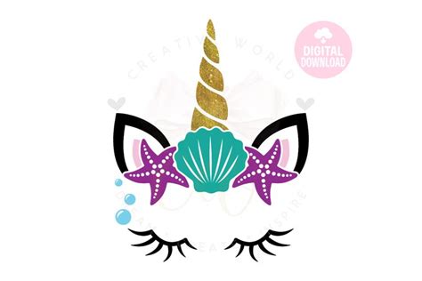 Mermaid Unicorn Svg Mermaid Svg Magical Unicorn Svg