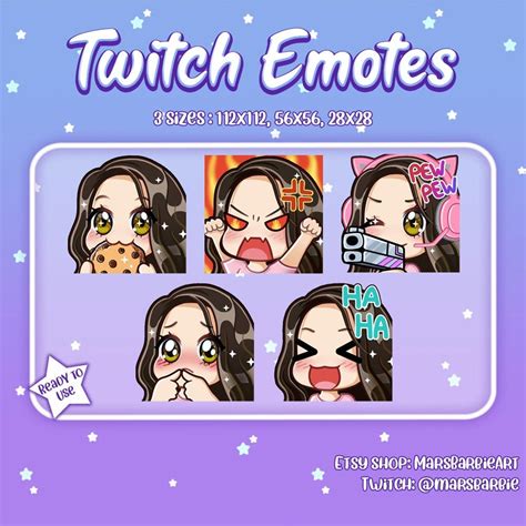 Twitch Emotes Cute Chibi Emotes For Streamers Kawaii Cute Etsy