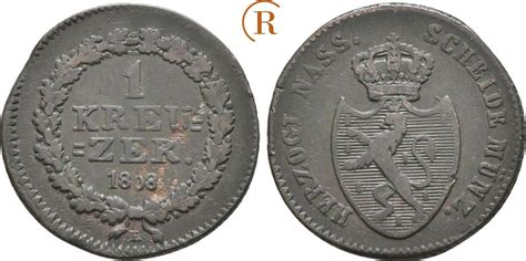 Nassau 1 Kreuzer 1808 Friedrich August Und Friedrich Wilhelm 1806