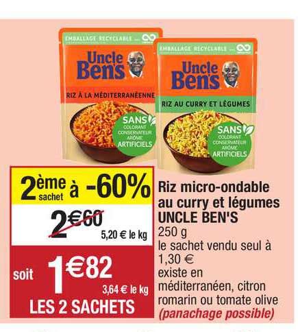 Promo Riz Micro ondable Au Curry Et Légumes Uncle Ben s chez Migros