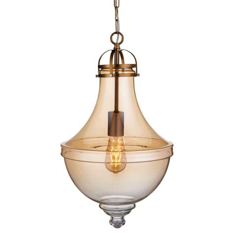 Contemporary Classic Fluted Pendant Amber Glass And Satin Bronze Lightbox