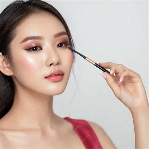 Premium Photo Beautiful Asian Woman Makeup Trial For Flawless Look