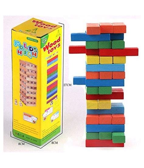 48 Pieces Wooden Color Blocks Toppling Tower Colored Stacking Timbers