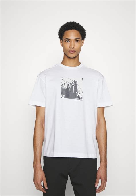 Calvin Klein Photo T Shirts Med Print Bright White Hvit Zalando No