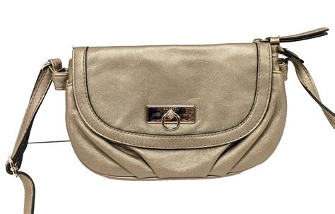 Rosetti Womens Small Crossbody Purse Gray Snap Closur Gem