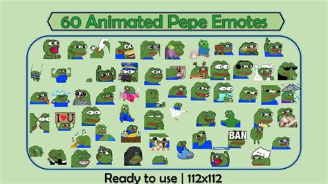 60 Animated Pepe Emotes Pack For Twitch And Discord #1, 52% OFF