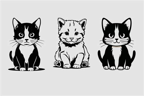 Minimal Cats Black And White Cat Vectors 46425722 Vector Art At Vecteezy