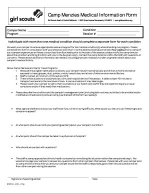 Fillable Online Girlscoutshcc Camp Menzies Medical Information Form