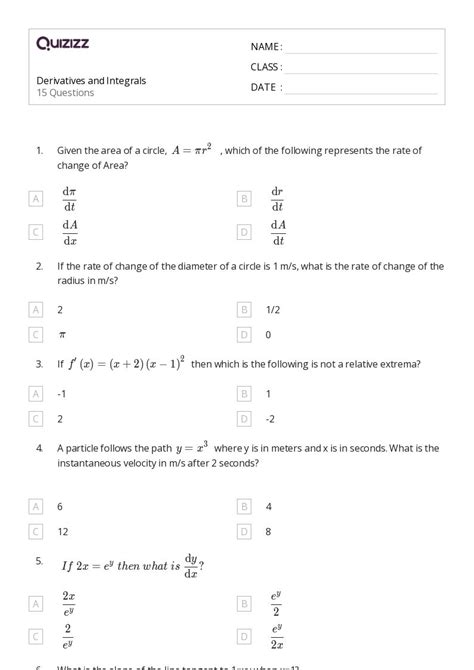 50 Integrals Worksheets For 11th Class On Quizizz Free And Printable