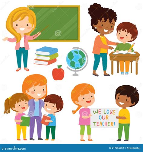 Teachers And Students Clipart Set Vector Illustration | CartoonDealer.com #217065852