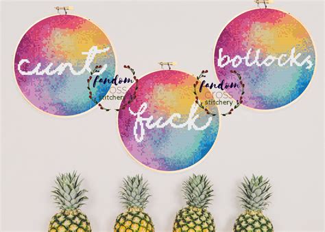Rainbow Fuck Cross Stitch PDF Pattern Sweary Etsy Australia