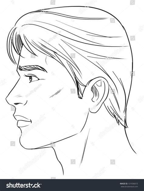 Outline Side Profile Of A Human Male Head Male Profile Vector Sketch