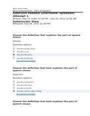 Quiz Submissions Part Of Speech Docx Skip To Main Content Quiz