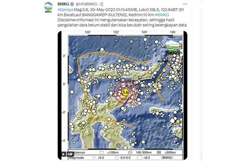 2 Gempa Bumi Guncang Pulau Sulawesi Hanya Berjarak 1 Jam