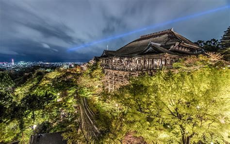 HD wallpaper: dojo painting, trees, Japan, hdr, panorama, temple, night ...