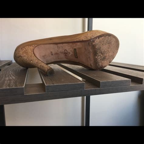 Cole Haan Shoes Cole Haan Nude Patent Leather Peep Toe Cork Pumps Poshmark