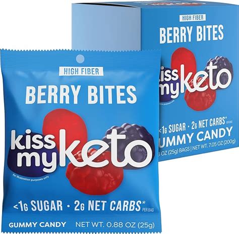 Kiss My Keto Gummies Candy Low Carb Candy Berry Bites Keto Snack Pack Healthy Candy Gummys