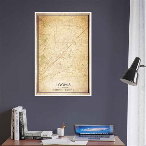 Vintage Loomis California Map Poster, Modern Home Decor Wall Art Print