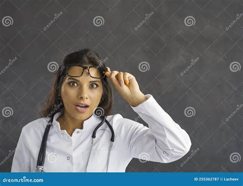 Portrait Of Amazed Woman Doctor Feel Shocked Stock Image Image Of Wonder Scientist 255362787