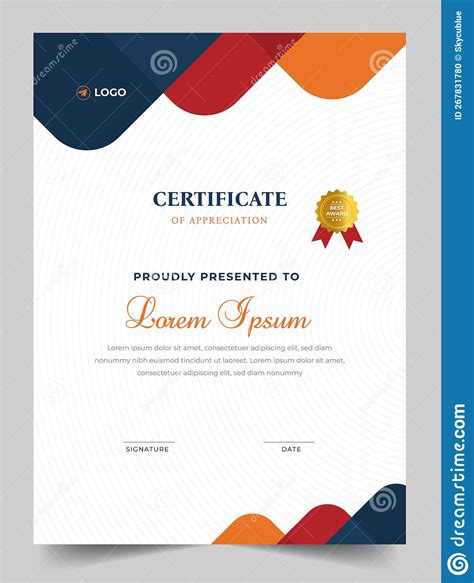 Abstract Clean Professional Red Certificate Of Appreciation Template Stock Vector