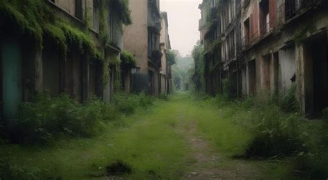 Paisagens Urbanas Abandonadas Plantas Selvagens E Ruas Desertas Foto