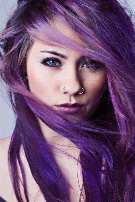 44 Beautiful Nose Piercing Ideas For Girls Purple Hair Hair Color