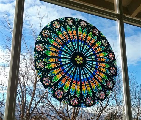 Rose Window Stained Glass Window Cling Mandala Suncatcher Round