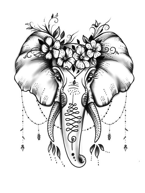 Elefant Tattoo Tattoovorlage Design Grafik Schwarz Grau Bestimmt F R