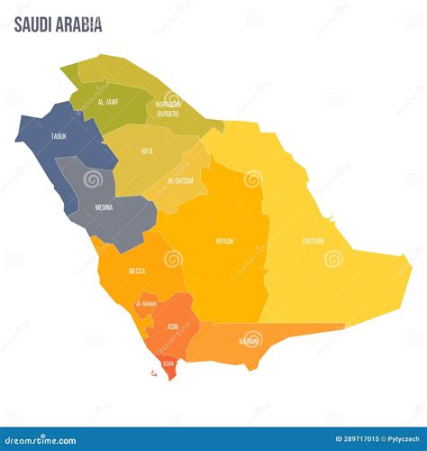 Mapa Político Da Arábia Saudita Das Divisões Administrativas Ilustração