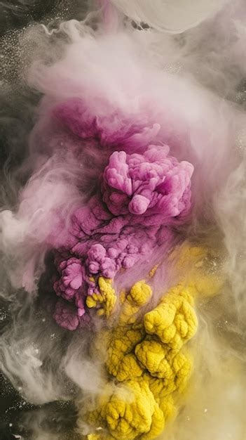 Premium Ai Image A Close Up Of Purple And Yellow Smoke And Smoke