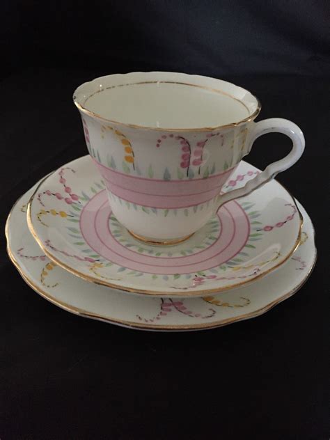 Vintage Stunning Royal Stafford Bone China Trio Tea Cup Set Tea Cups Tea Cups Vintage Tea