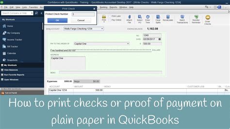 How To Print Checks Or Proof Of Payment On Plain Paper In Quickbooks