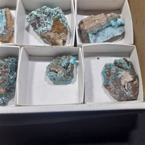 Wm One Box Of Chrysocolla Mineral Specimens From Congo