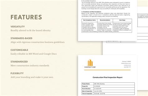 Construction Final Inspection Report Template in Word, Google Docs ...