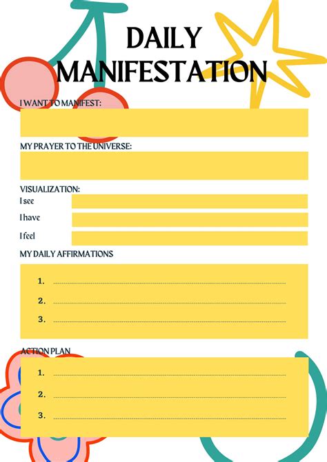 Printable Daily Manifestation Worksheet Instant Download Etsy