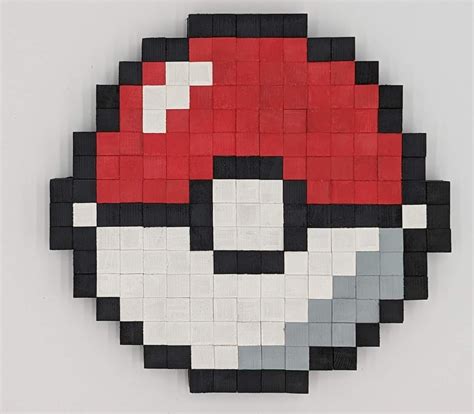 Pokeball 8-bit Wooden Pixel Art - Etsy