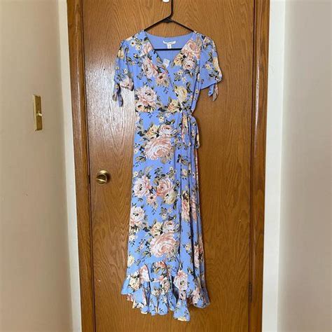 Francescasmiami Blue Floral Midi Dress With Tie Depop